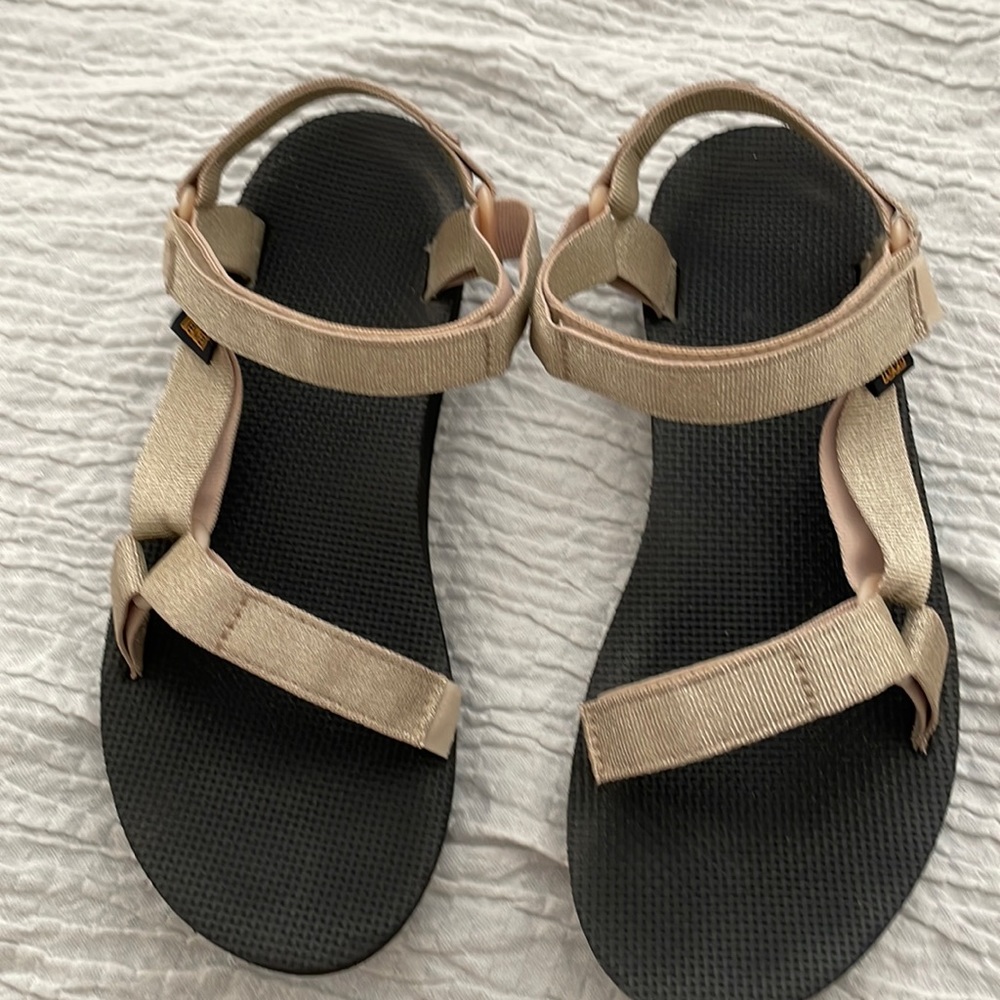 Gold Tevas size 11